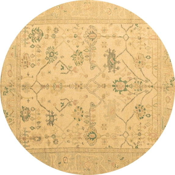 Ahgly Company Indoor Round Oriental Brown Traditional Area Rugs, 5' Round