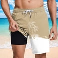 thumbnail image 5 of Guluxicc Men's Beach Shorts Double Layer Drawstring Elastic Waist Shorts Summer Vacation Shorts, 5 of 8