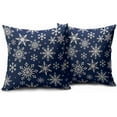 thumbnail image 2 of Navy Blue Cream Winter Snowflakes Pillow Covers 20x20 Set of 2 Christmas Decorative Throw Pillows Outdoor Farmhouse Xmas Holiday Seasnoal Pillowcases Cushion Case Decor for Home Sofa Couch Bed, 2 of 4