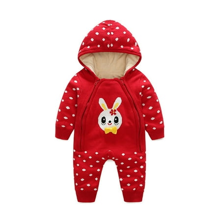 

gakvbuo Clearance Items All 2022!Jumpsuit For Baby Long Sleeve Thickened Warm Baby Rompe Plush Baby One-Piece Cartoon Warm Hooded Crawling Suit