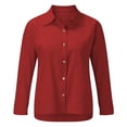 thumbnail image 1 of Button Down Shirts for Women, Fadeal Womens Cotton Linen Button Down Shirt Womens Button Down Blouse Red M, 1 of 4