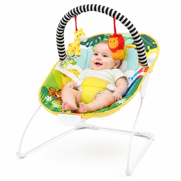 MULTIGOT Portable Baby Bouncer Infant Rocker w/Removable Toys Bar Music 3-Point Harness Green