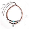 thumbnail image 4 of Men Necklace Layered Ethnic Style Metal Flower Pendant Wax Rope Wooden Beads Turquoise Clavicle Chai---Model code 27825, 4 of 5