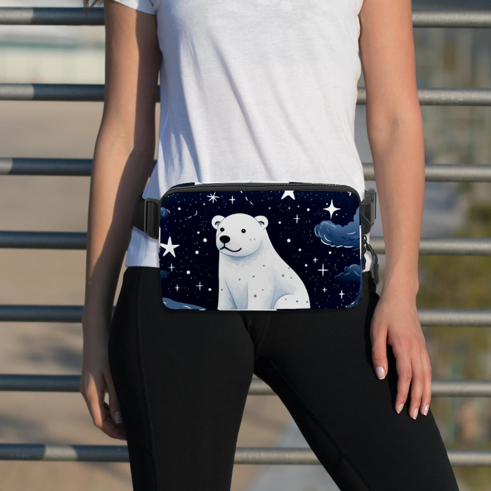 Starry sky polar bear Lightweight Adjustable Fanny Pack with Extension Strap - Unisex Waist Packs Crossbody Bag