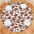 thumbnail image 2 of White Brown Footballs Pattern Round Fitted Tablecloth with Elastic Edge,Dining Table Cover Waterproof,Outdoor Round Tablecloth for Camping,Dining,Indoor and Outdoor, 2 of 7