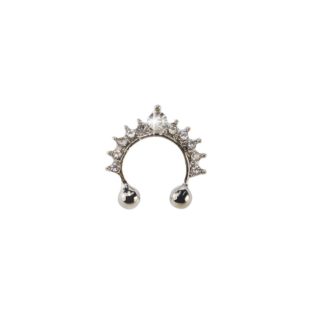 Langgg 1x Noose Hoop Fake Septum Ring Crystal Nose Stud Non Piercing Nose Rings Studs