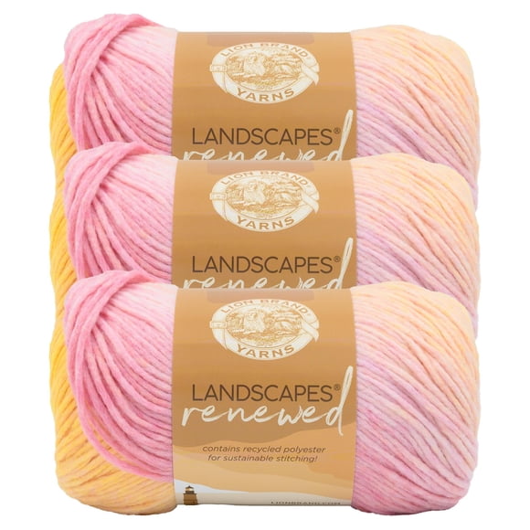 Hilo reacondicionado Lion Brand Landscapes Renewed, multicolor reciclado para tejer, sorbete, paquet