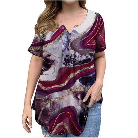 

Victorian Blouse Women Fashion Casual Printing Shirts Short Sleeve Loose Plus Size Tee Tops V-neck Tunic Blouse Maternity Shirts Purple 3XL