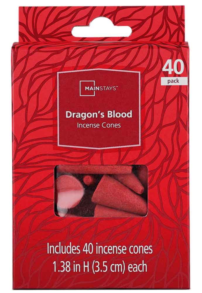 Mainstays Incense Cones, Dragon's Blood Fragrance (Red), 40 Pack