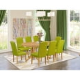 thumbnail image 4 of VAEN9-OAK-51 9 Pc Kitchen Set For 8 Dining Table With Leaf And Eight Parson Chair With Oak Leg And Pu Leather Color Autumn Green, 4 of 4
