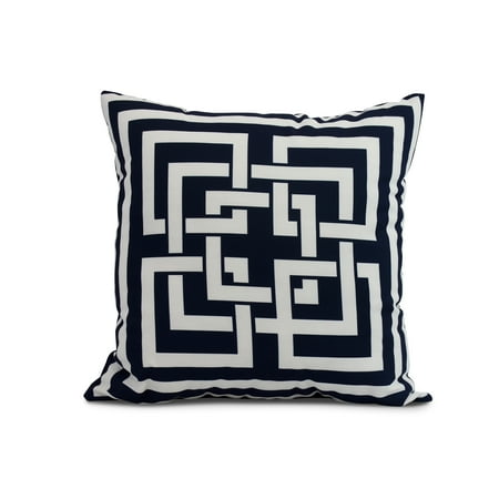 - Simply Daisy, 16 x 16inch, Greek New Key, Geometric Print Pillow, Navy