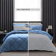 thumbnail image 3 of D.N.G. BEDDINGS 3 Piece Luxury Reversible Diamond Pattern Comforter Set Premium Super Soft, All Season 800 TC, 100% Egyptian Cotton Super King Size Medium Blue-Silver Color, 3 of 7