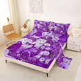 thumbnail image 2 of Manfei Cute Cat Queen Sheets, Tribal Rustic Kitten Queen Sheet Sets, Purple, 4pcs, 1 Flat Sheet, 1 Fitted Sheet and 2 Pillowcases, 2 of 6