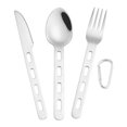 thumbnail image 4 of KAKOWELY camping utensils 3 Sets Stainless Steel Utensil Camping Utensil Fork Cutter Spoon Portable Travel Flatware with Carabiner6.26"X0.67"X0.2", 4 of 5