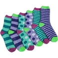 thumbnail image 2 of Tipi Toe Women's 6-Pairs Patterned & Solid Anti-Skid Soft Fuzzy Crew Socks FZ18, 2 of 2