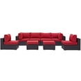 thumbnail image 4 of Modway Convene 8 Piece Outdoor Patio Sectional Set in Espresso Red, 4 of 7
