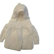 Baby Dove knited (Popcorn Style) Crocheted Sweater jacket with hood, 24 Months, White