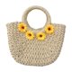 thumbnail image 2 of Bolso de mano bohemio tejido con asa redonda, elegante, de paja, para mujer, para playa y verano Beige, 2 of 9
