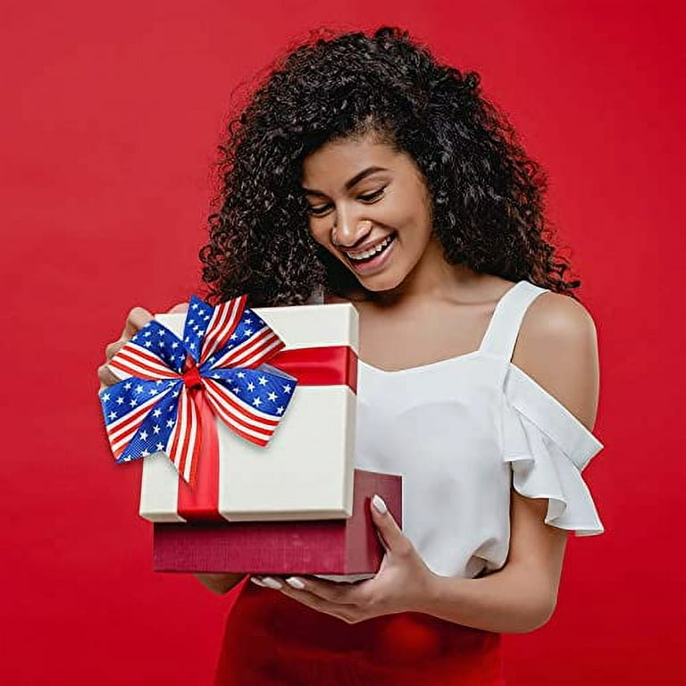 Patriotic Ricrac Glitter Ribbon - Red White & Blue 2.5 Inch Wired (10 Yards)