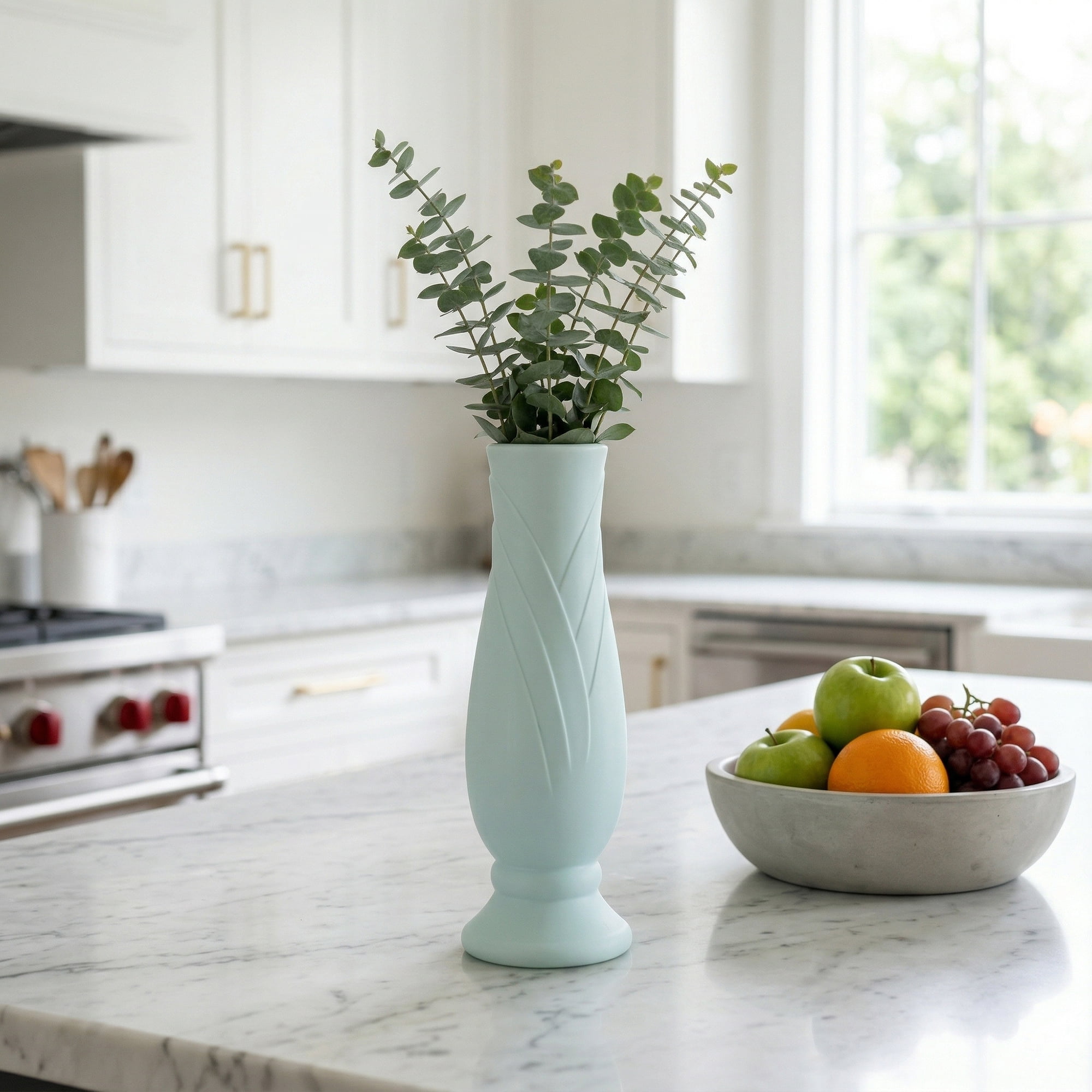 Unique Bargains Plastic Bud Vase Decorative for Home Decor Green 2.8"L x 2.8"W x 7.9"H