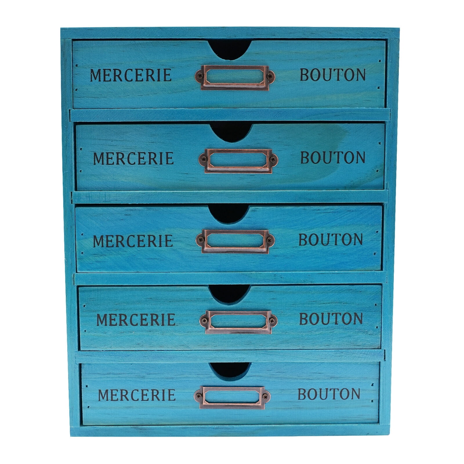 Desk Organizer Box, 5-Tier File Drawer Organizer 5 Drawers Blue Vintage 5-Tier Drawer Cabinet, U-shaped Holes