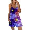 thumbnail image 2 of Summer Saving Wycnly Jumpsuits for Women Dressy Vacation Baggy Short Overalls Casual Pocket Strap Jumpsuits Summer V-Neck Sleeveless Floral Print Mini Trendy Rompers Purple xl, 2 of 7