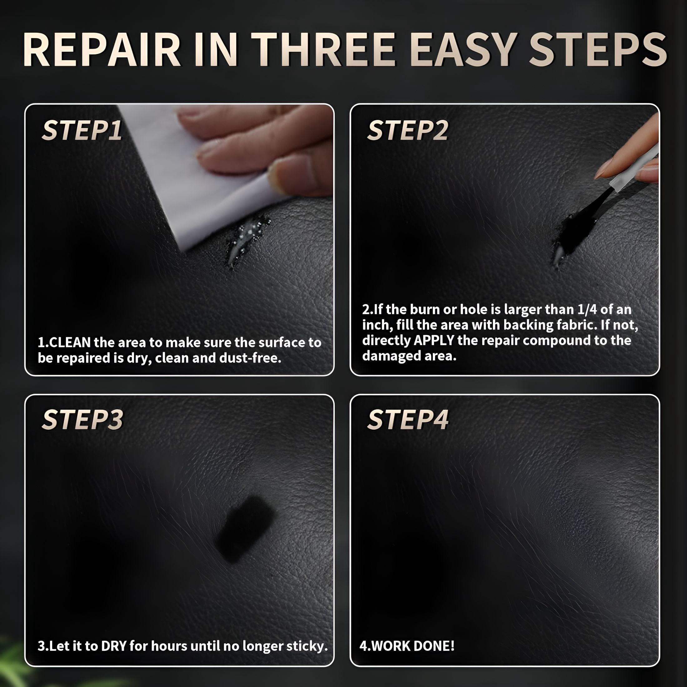 RAGUPEL Advanced Leather Repair Gel,Multifunctional Leather Repair Kit for Car Seat Vinyl Repair Kit,Professional Leather Repair Coloured Cream Gel,Couch and Jacket Repair Kit (Black)
