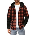 thumbnail image 3 of Thousandth Men Hooded Plaid Flannel Jacket Casual Long Sleeve Shirts Fashion Loose Fit Button Down Shacket with Pockets for Fall Daily Wear, 3 of 8