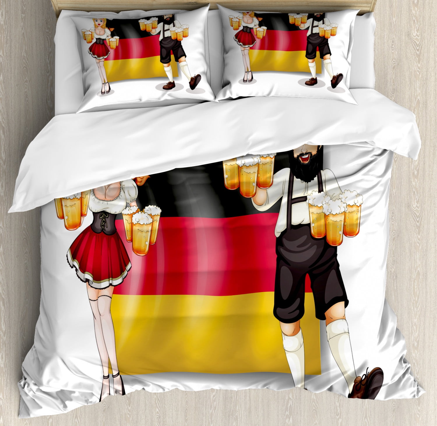 pepermunt kromme Namaak German Queen Size Duvet Cover Set, German Flag with Man and Woman in  Traditional Clothes European Culture Illustration, Decorative 3 Piece  Bedding Set with 2 Pillow Shams, Multicolor, by Ambesonne - Walmart.com