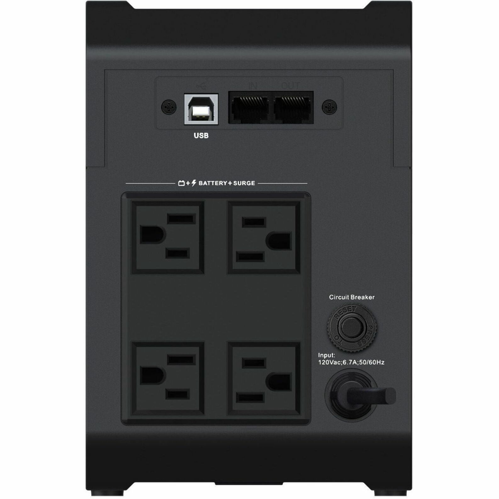 Vertiv PowerUPS 200 Essential Line Interactive Series PSA6E-800LVT, 800VA/450W, Automatic Voltage Regulation, Power Supply, Battery Backup, Basic Power Protection, 4 NEMA Outlets