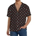 thumbnail image 1 of Fotbe Red and white polka dots Camisa Estampada de Manga Corta para Hombre, Casual de Verano, Estilo Playero, Sin Arrugas-Large, 1 of 5