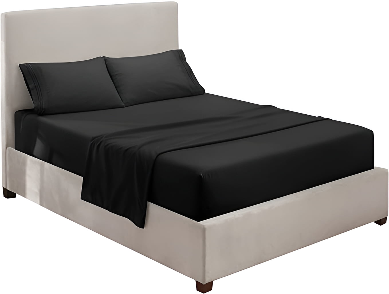 Clara Clark Premier 1800 Microfiber Collection 3-Line Bed Sheet Set, Full Size, Black