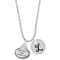 thumbnail image 1 of Delight Jewelry Silvertone Keep Calm and Travel On Silvertone Script Initial Disc - L - Charm Necklace, 20"+3", 1 of 4