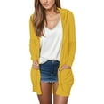 thumbnail image 1 of Cardigan Jaune pour Femmes, Couleur Unie, Poches, Manches Longues, Veste à Capuche, Mode Automne 2024, 1 of 5