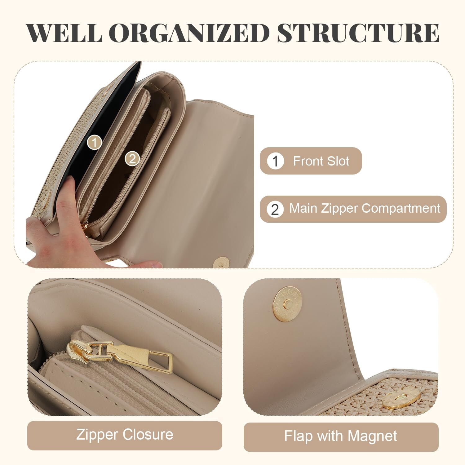 Summer Purse for Women 2025 Woven Vacation Handbags Straw Crossbody Bag for Spring Beach
