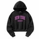 thumbnail image 4 of Sudaderas con capucha recortadas para mujer, jersey con cordón, sudadera de manga larga, Tops, ropa elegante de recuerdo, ropa deportiva para la calle S, 4 of 8