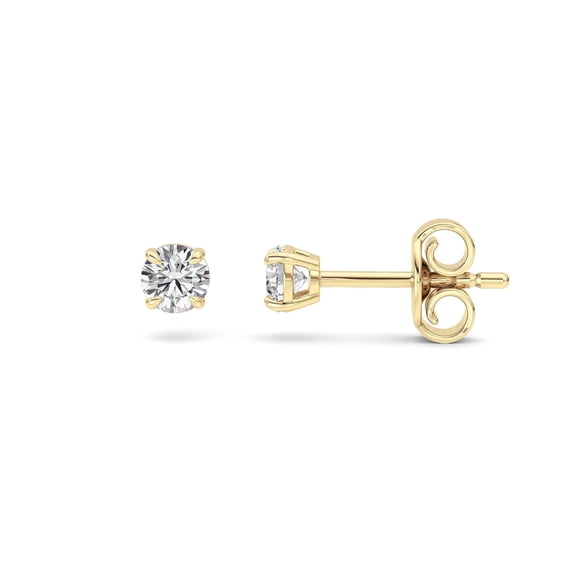 Fireborn F-Color Diamond Solitaire Stud Earrings For Women, 0.5 CTTW, 14K Yellow Gold over Sterling Silver