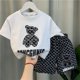 thumbnail image 1 of Ropa de verano para bebés y niños, conjunto de Top e inferior con estampado de oso, camisetas de manga corta, pantalones cortos, chándal para niños qym unisex, 1 of 2