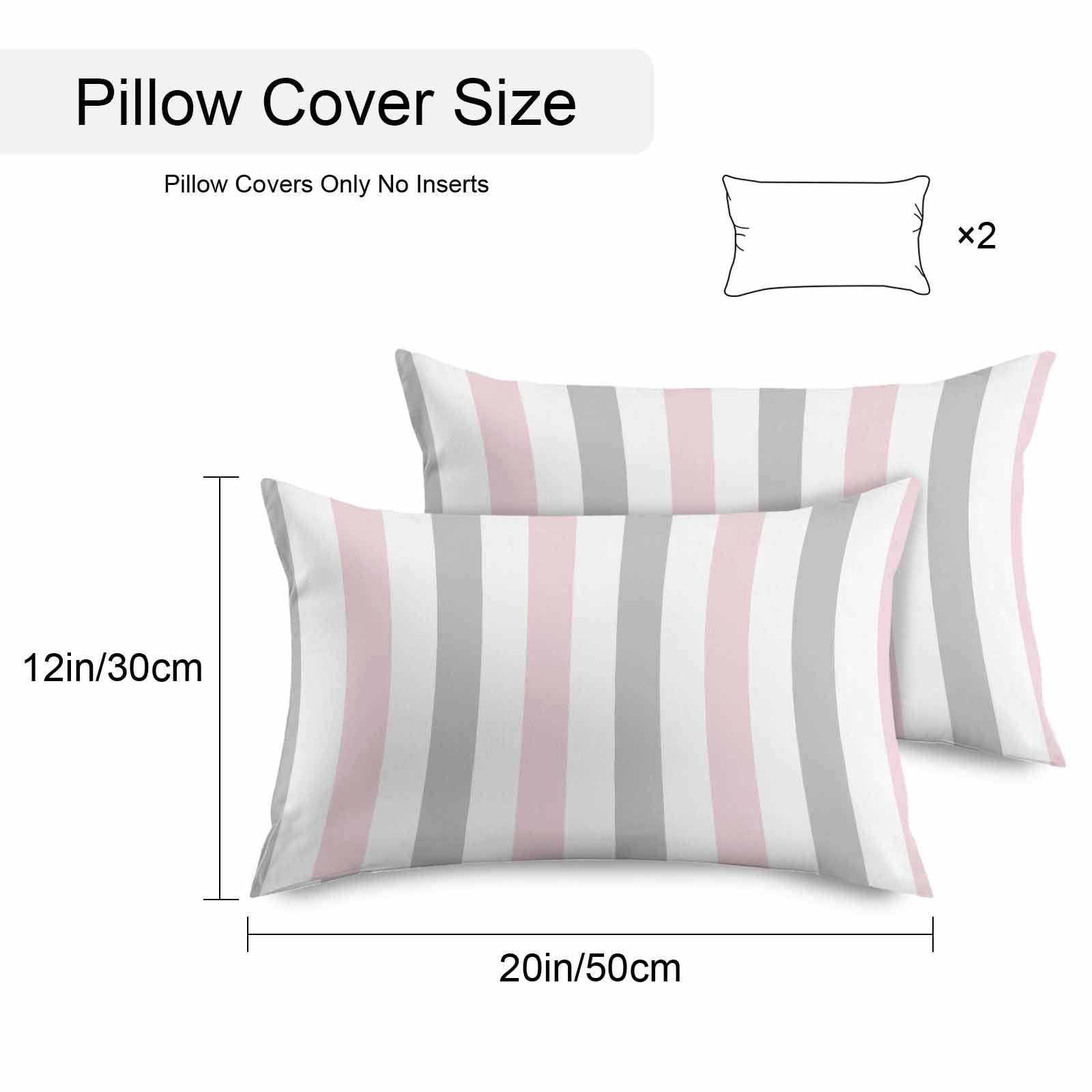 Outdoor Waterproof Throw Pillow Covers Set of 2 Pink Grey Striped Decorative Pillowcases Lumbar Outdoor Pillows Cushion Case 20x12 Inch Vertical Stripes Patio Pillows for Couch Sofa Bed Garden