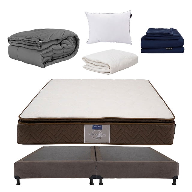 Colchón King Size Restonic Nautilus + Box + Almohada One + Sábanas Softy + Protector de Colchón + Edredón