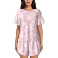 thumbnail image 1 of Fotbe Easter Cute Rabbit Conjunto de Pijama Estampado para Mujer, 2 Piezas, Ropa de Dormir con Camiseta de Manga Corta y Shorts Suaves-3X-Large, 1 of 6