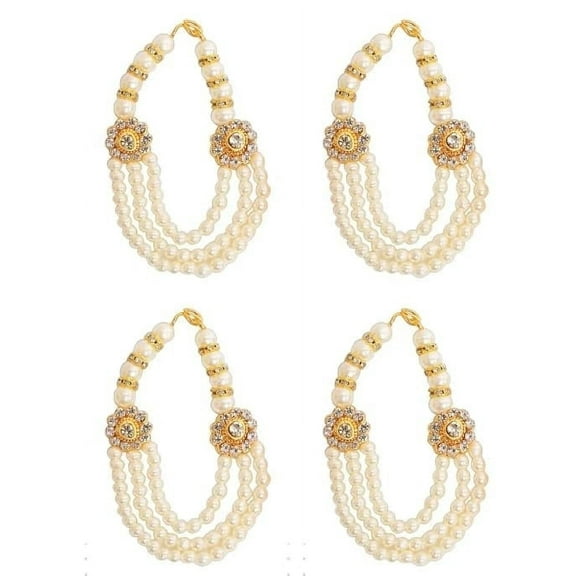 Set of 4 Mala for Laddu Gopal/Devi Maa/Radha Krishna/Indian Traditional Festival Diwali Decorations God Goddess Set Deepawali Decor Deities jewellary All God Idol Statue Home Office(Size:- 3")(White)