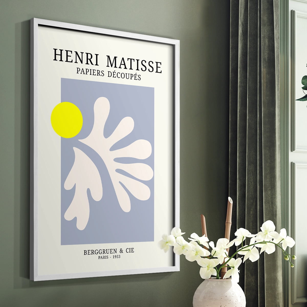 Matisse CDVIII in White Solid Wood Framed Print No Nail Hanging