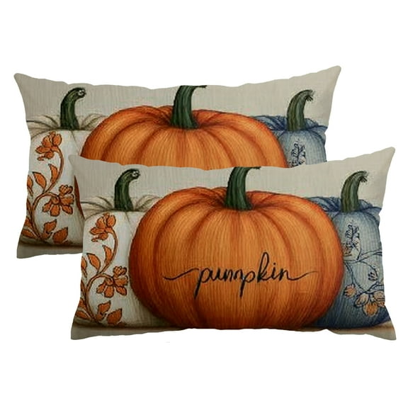 PHYHOO Fall Orange Pumpkins Pillow Covers 12x20 Inch Farmhouse Lumbar Throw Pillow Cover Indoor Outdoor Decorative Pillow Case Autumn Thanksgiving Harvest Cushion Case Sofa Couch Decorations 12x20inch