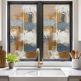thumbnail image 3 of Brown Blue Abstract Window Privacy Film, Ombre Vintage Oil Painting Modern Art Static Cling UV Sun Blocking Tint Film Heat Control Windows Films for Bedroom Bathroom, Window Stickers 17.7"x39.3", 3 of 8