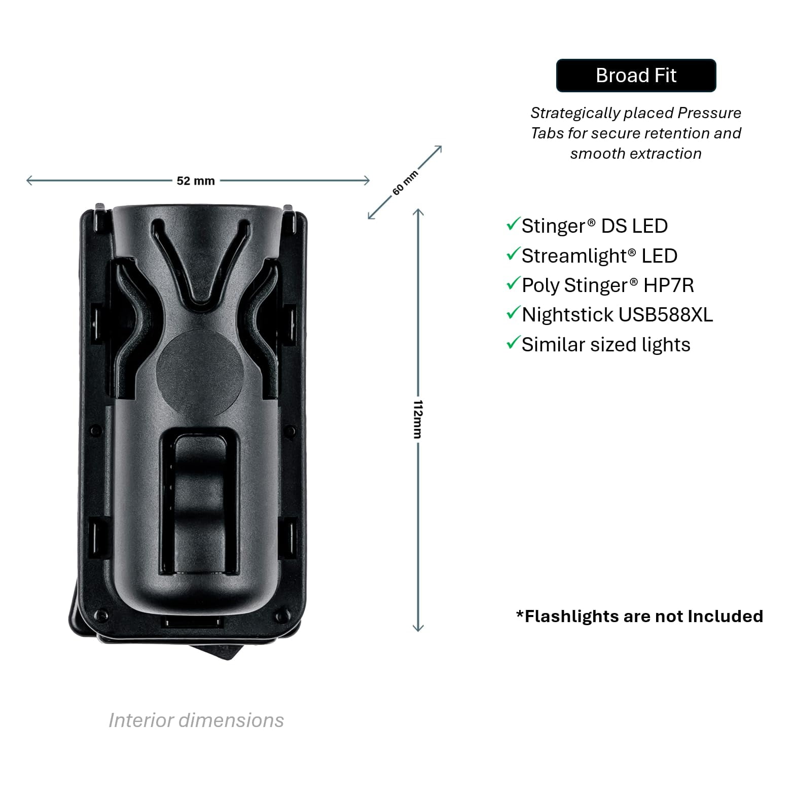 Hero’s Pride Edge Polymer Flashlight Pouch – Universal Fit, Belt & MOLLE Compatible, Rotating Clip