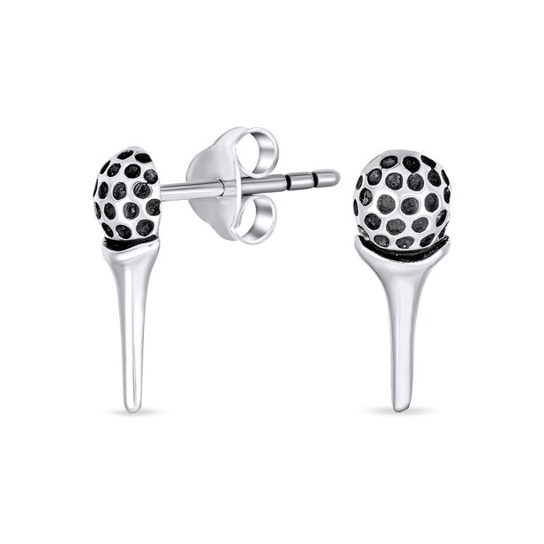 Bling Jewelry Golf Tee And Ball Sports Put Two Tone Tiny Stud Earrings for Golfer Women