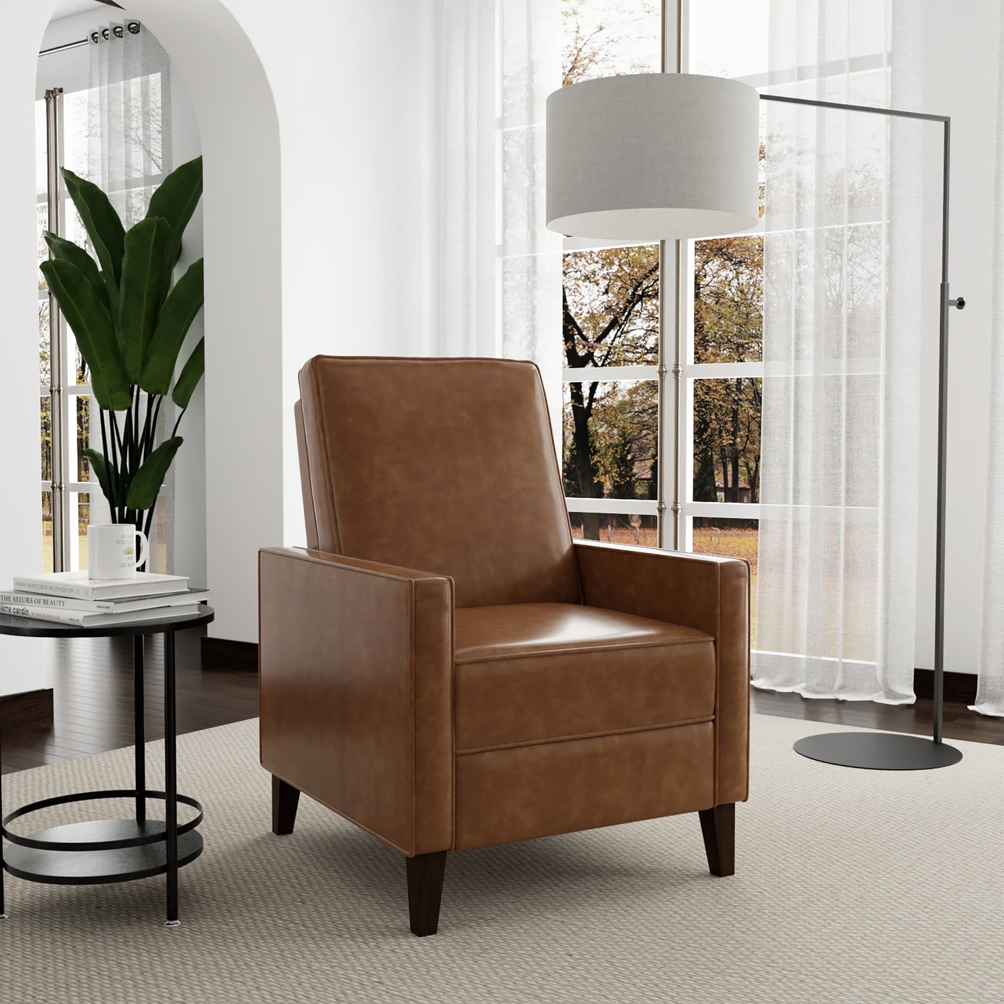 Hillsdale Jianna Faux Leather Push Back Recliner, Saddle Brown