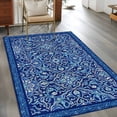 thumbnail image 2 of Boho Blue Area Rugs 3'x5', Washable Small Throw Rugs for Living Room Bedroom, Ethnic Western Abstract Tribal Floral Art Indoor Outdoor Rug Non-Slip Low Pile Carpet Runner Reversible Floor Mats, 2 of 8