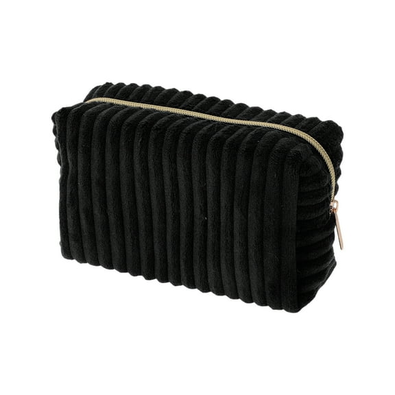 Bolsas de maquillaje de rayas verticales únicas 1 Pc para viajar en terciopelo negro